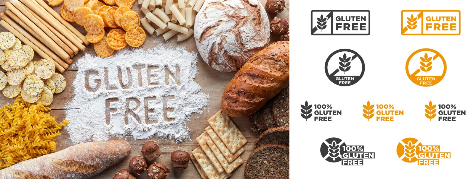 Sans gluten, sans gluten, sans gluten - produits de boulangerie et étiquettes