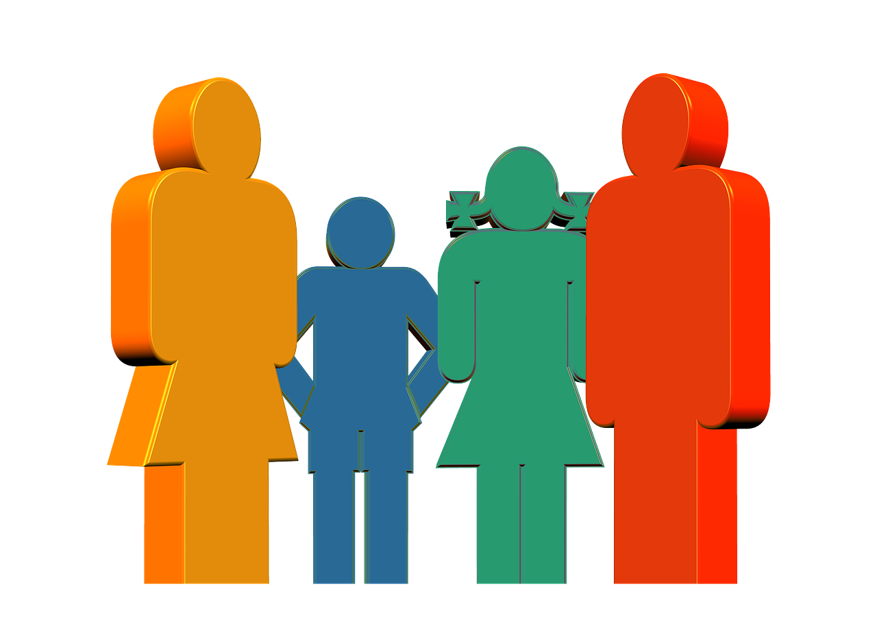 Représentation schématique de la famille, figures en couleur