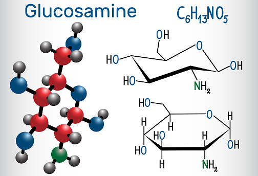 Formule chimique avec des molécules de glucosamine