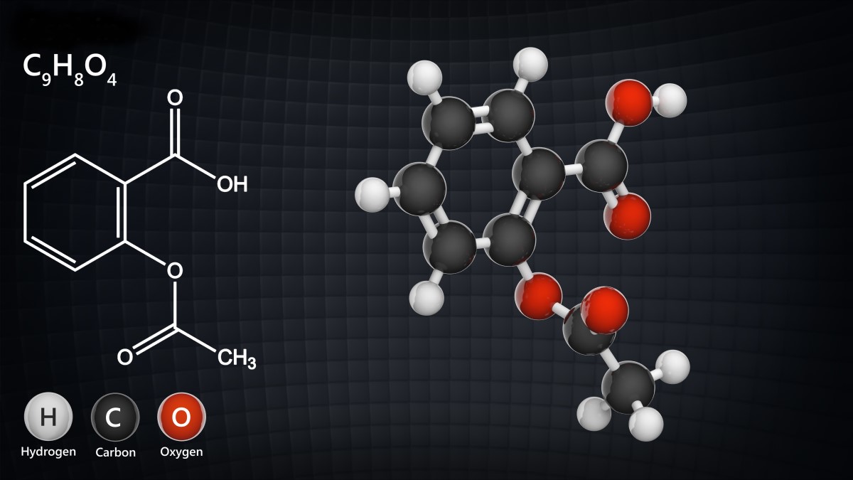 Formule chimique Acide acétylsalicylique (douleur et inflammation)